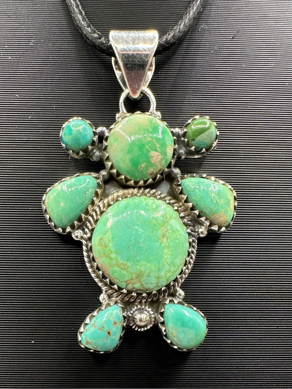 🧸 OOAK Turquoise Sterling Silver 925 Necklace Pendant Handmade Teddy Bear